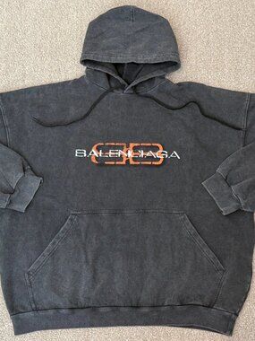 Balenciaga Icon Stencil Hoodie Large Fit faded black S